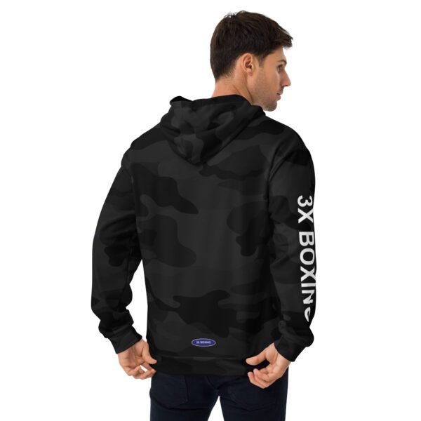 3X Boxing Stealth Shadow Hoodie with Luminous Blue Logo - Image 2