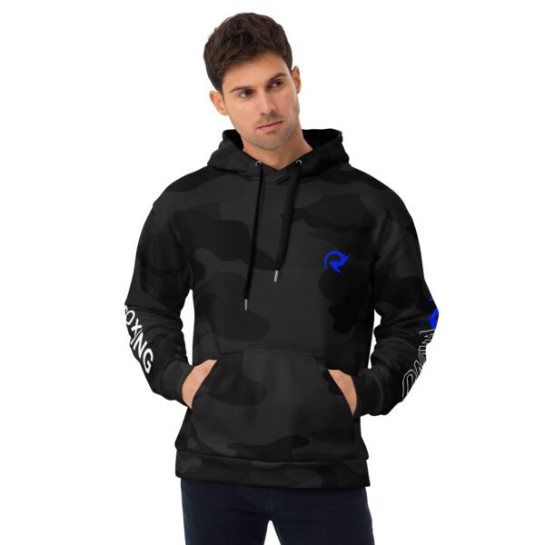 3X Boxing Stealth Shadow Hoodie with Luminous Blue Logo