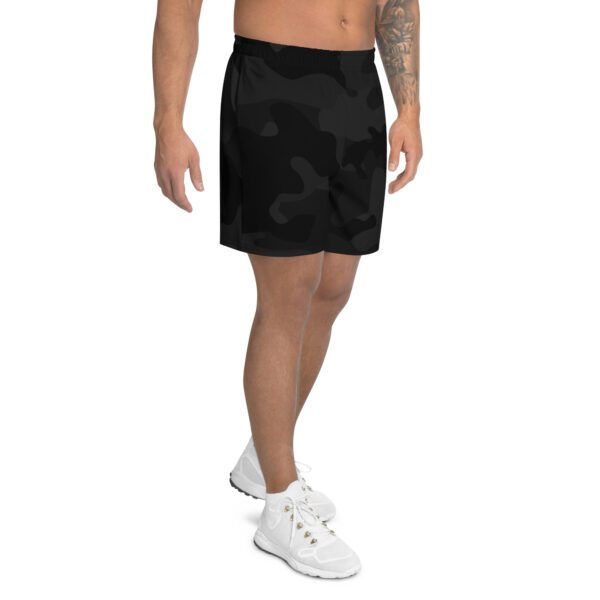 Black Camo Athletic Long Shorts with Vortex Orange Logo - Image 5